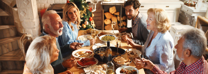 Christmas Dinner scene with family