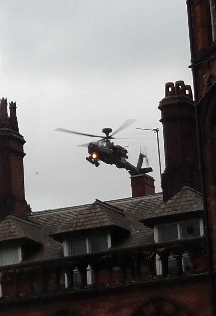 Apache Helicopter lands at Leeds General Infirmary