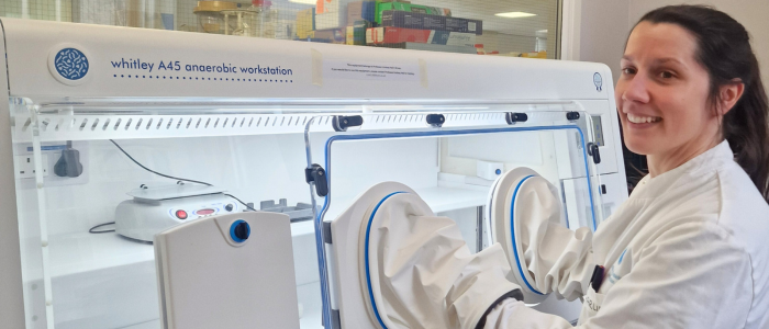 Charlotte Jones with the Whitley A45 Workstation.