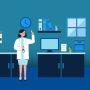 Illustration of lab technician in lab