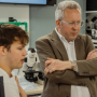 Dr Andrew Pridmore with student at the University of Leeds